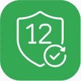 12-month warranty shield icon