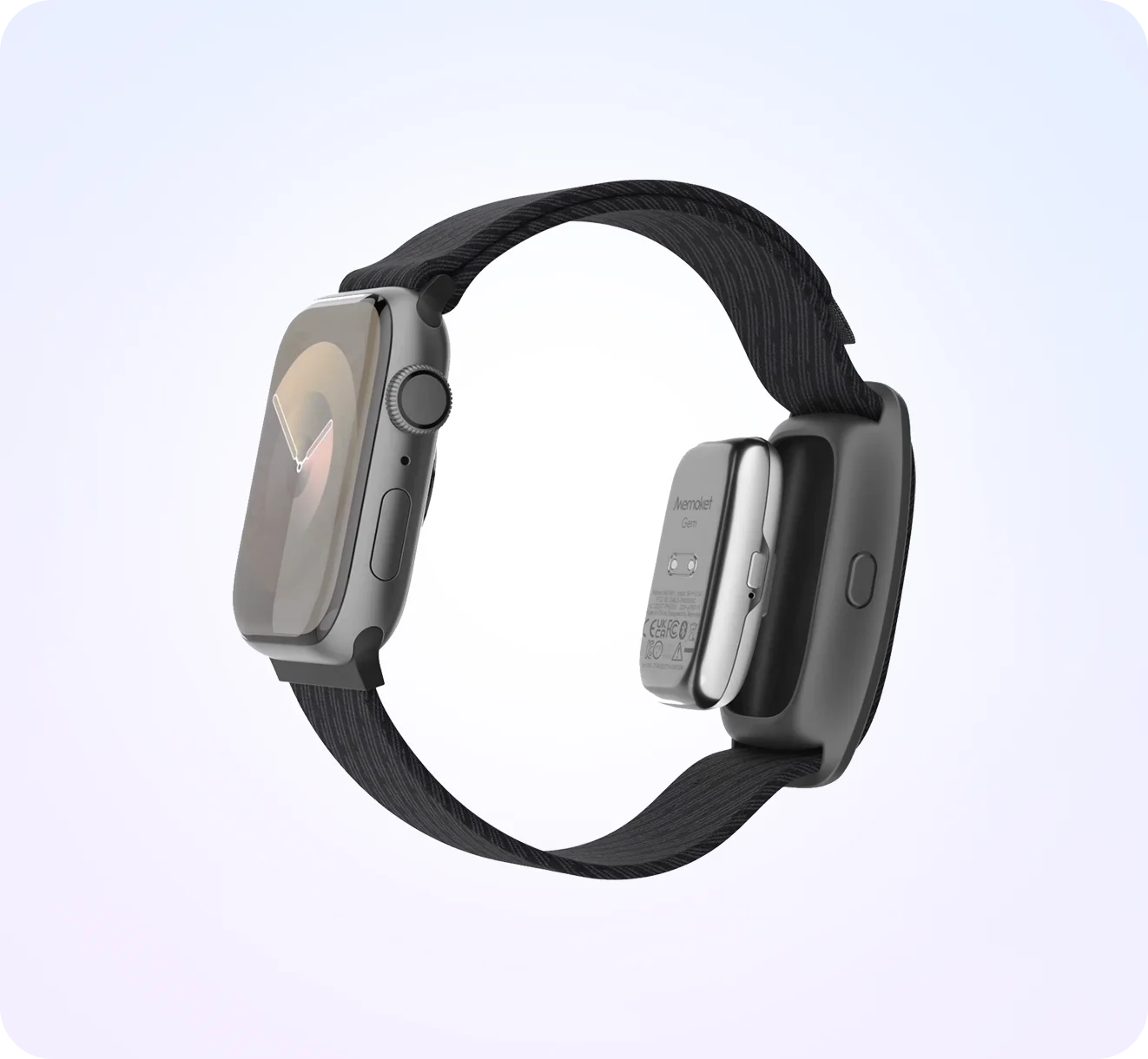 Memoket Gem worn with Apple Watch