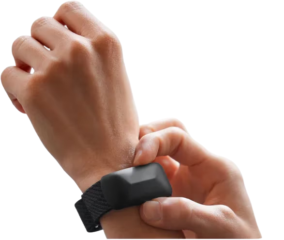 Memoket Gem worn on a wristband