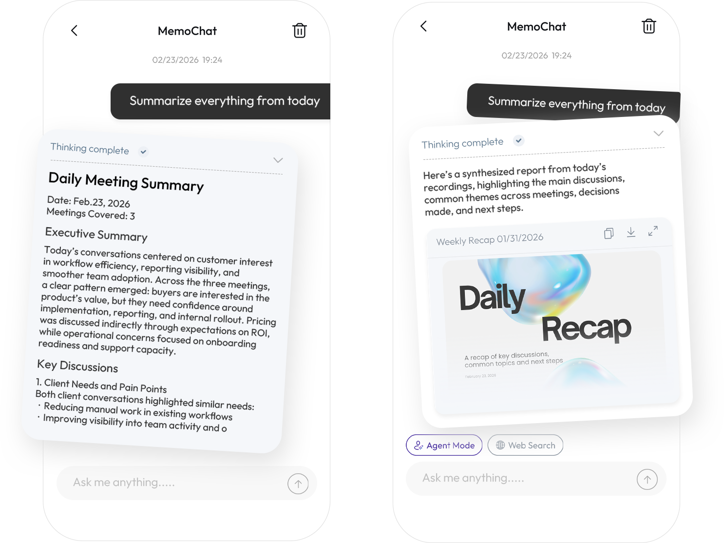 One-pager and standard report previews