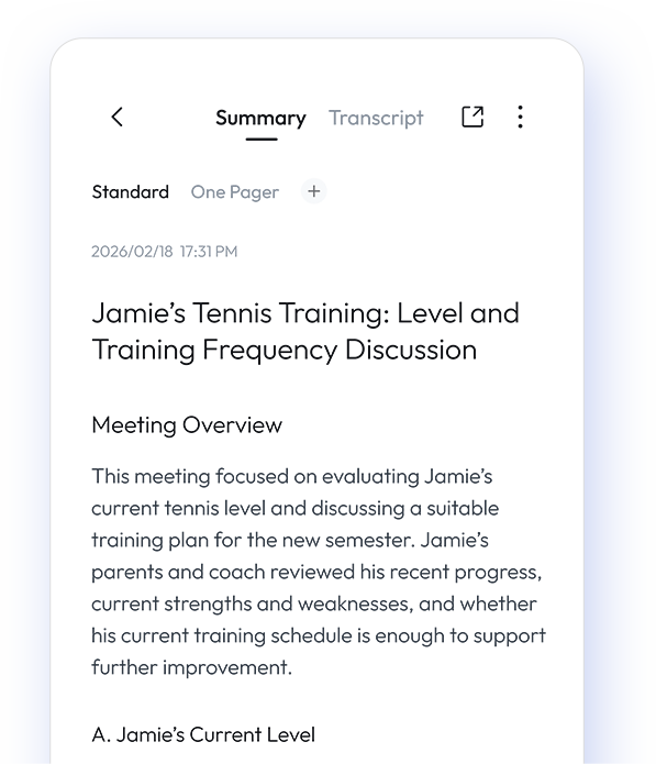 Family summary detail view