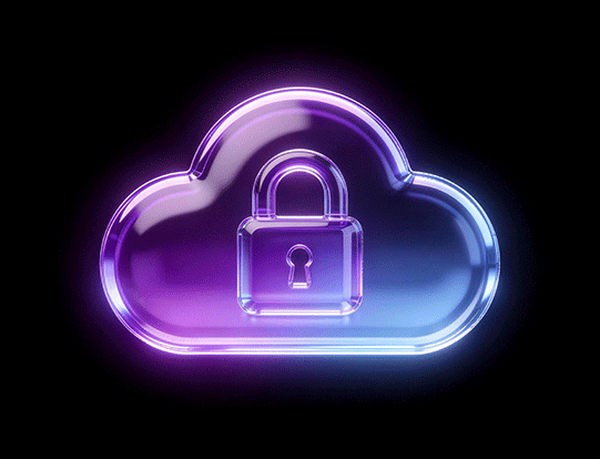 Cloud with lock icon representing secure cloud storage