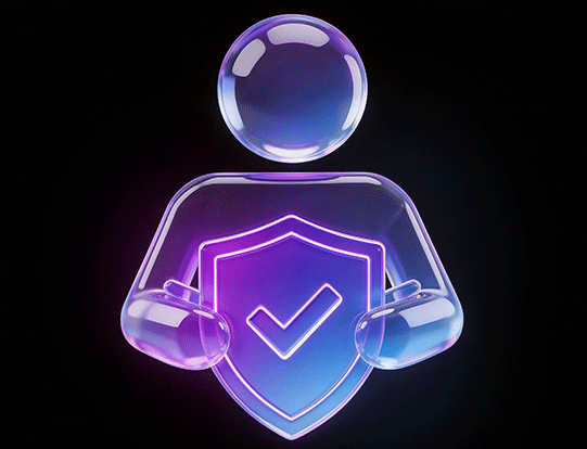Person with shield icon representing data control