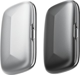 Silver and graphite Memoket Gem devices