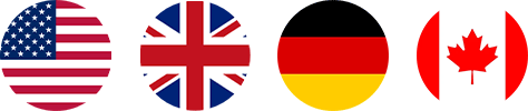 Flags of the United States, United Kingdom, Germany and Canada