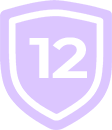 12-month warranty shield icon