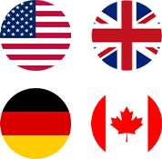 Flags of the United States, United Kingdom, Germany and Canada