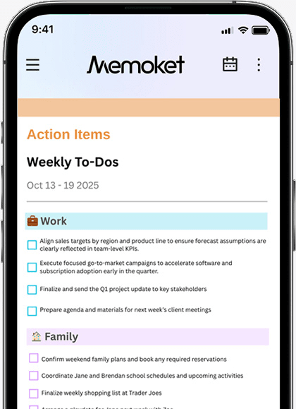 Tasks Automatically organized and synced