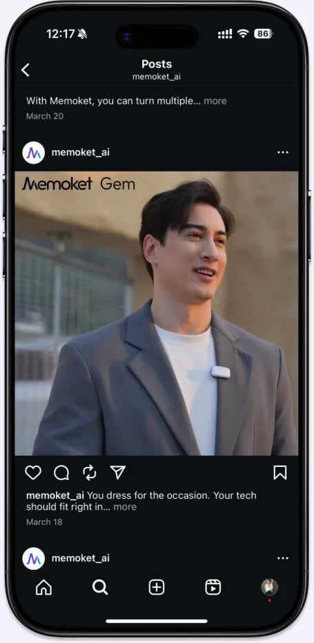 Memoket app screen — memory timeline