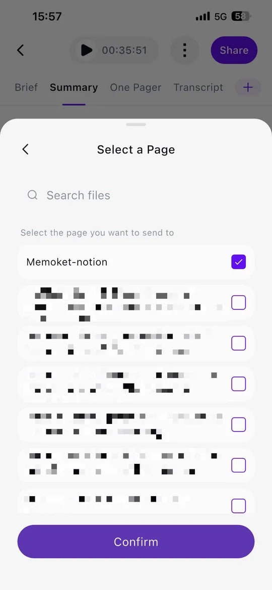 Pick a destination page in Notion