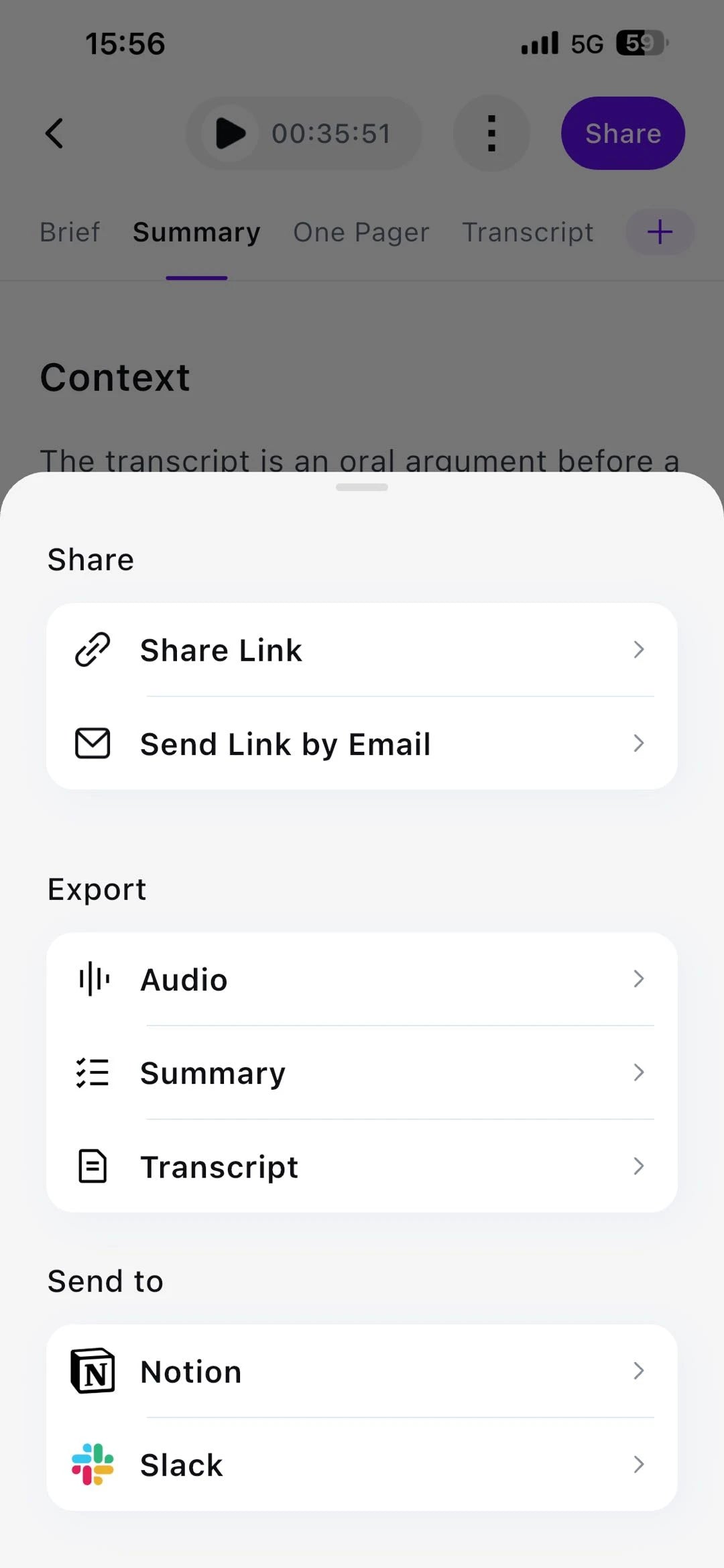 Choose Notion in the share sheet