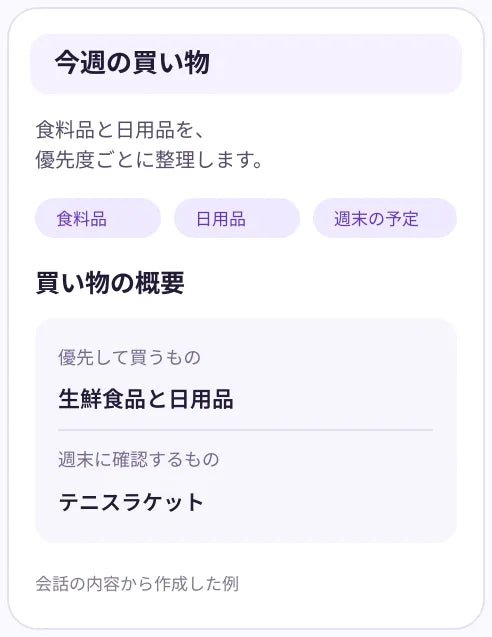 家族ショッピング概要カード