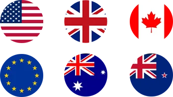 Flags of the United States, United Kingdom, Germany and Canada