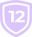 12-month warranty shield icon