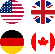 Flags of the United States, United Kingdom, Canada, European Union, Australia and New Zealand