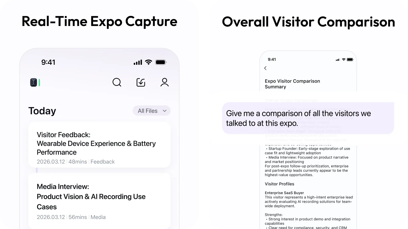 Real-time expo capture list