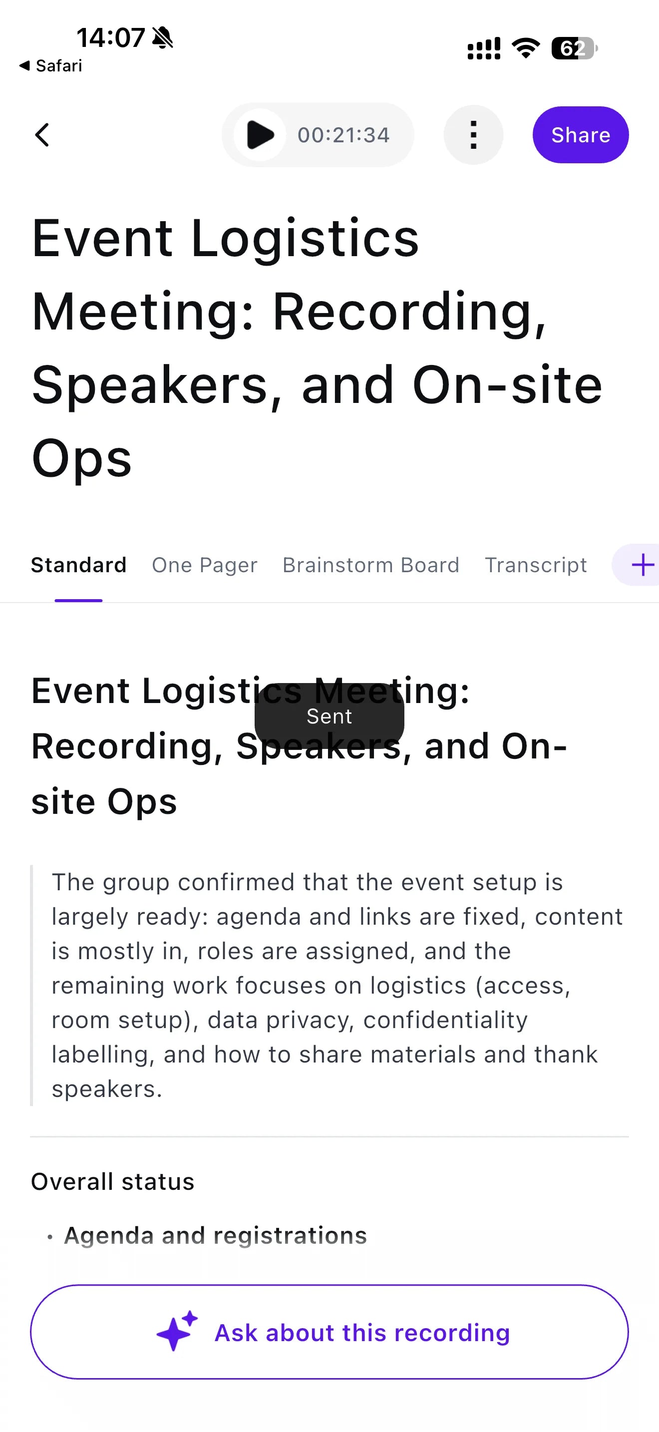 Summary sent to Slack